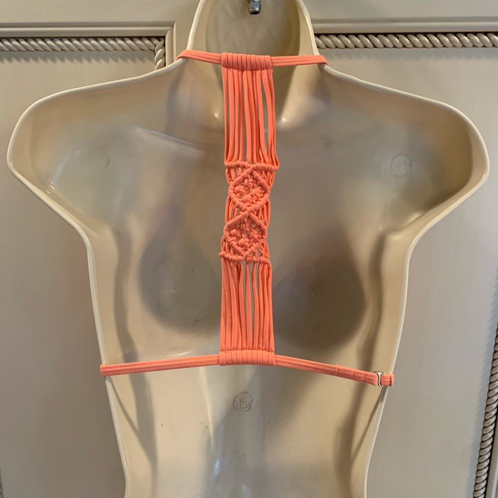 Express Peach Crochet Back Bikini Top Sz Small